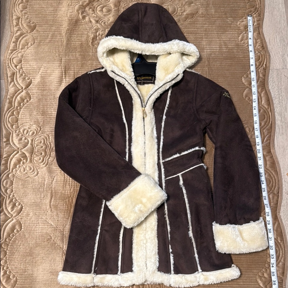 TEDDY JACKET- HEMISPHERE with hood Stylish Brown and Cream (size 16 teenager )